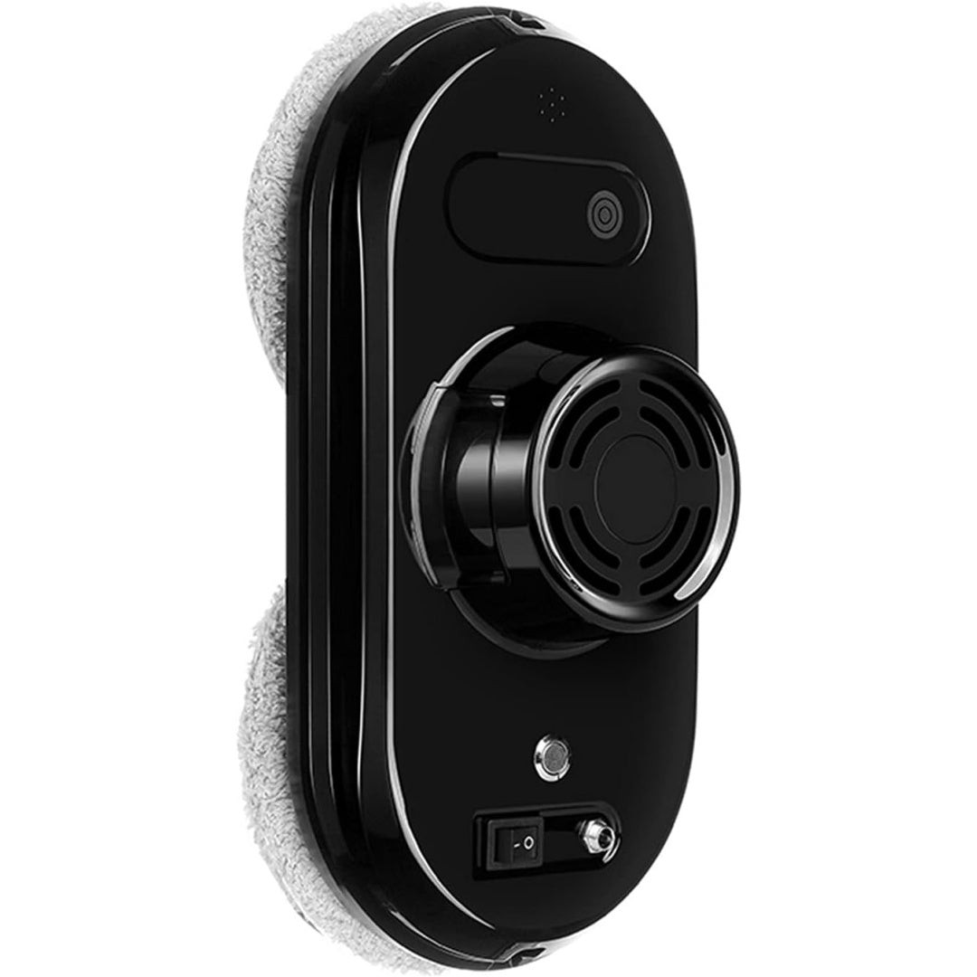 Robot nettoyeur de fenetres associant le deplacement sur la vitre au coloris noir
